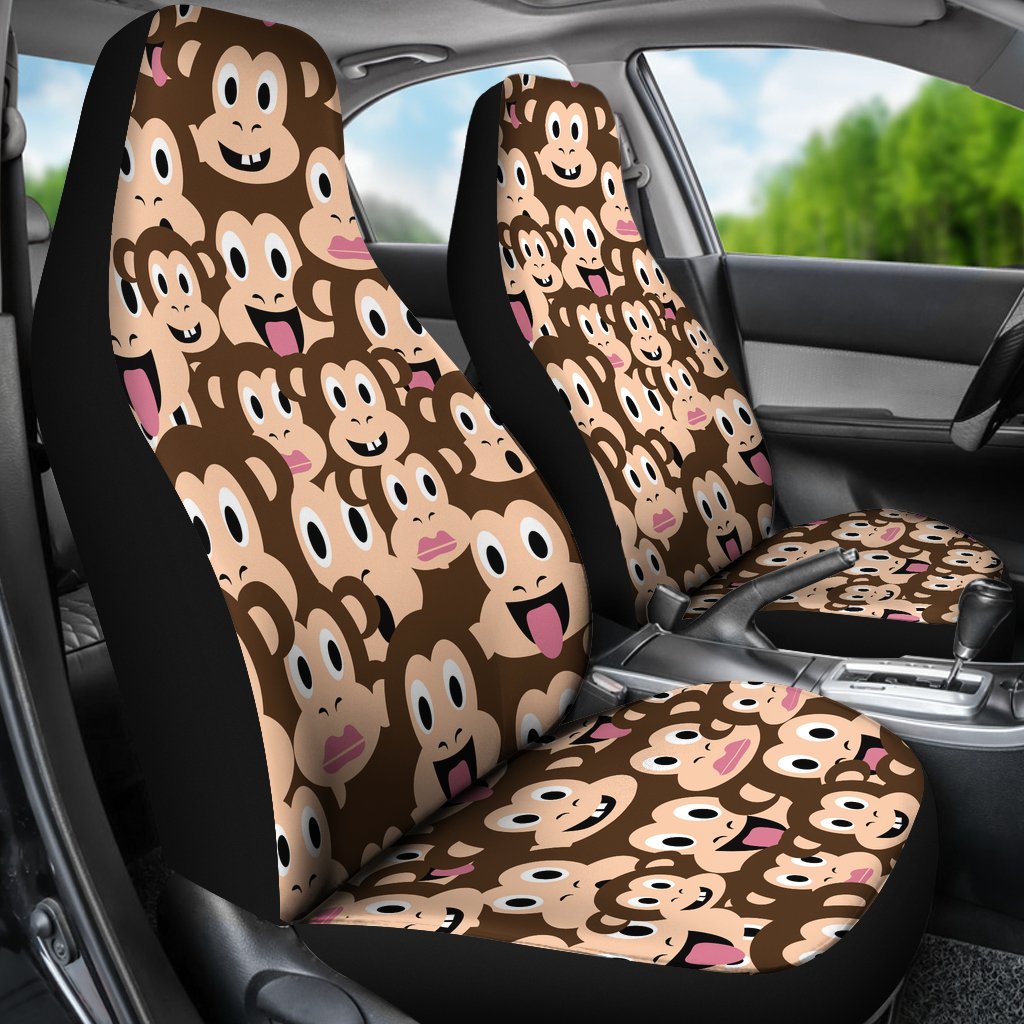Emoji Monkey Print Pattern Universal Fit Car Seat Covers