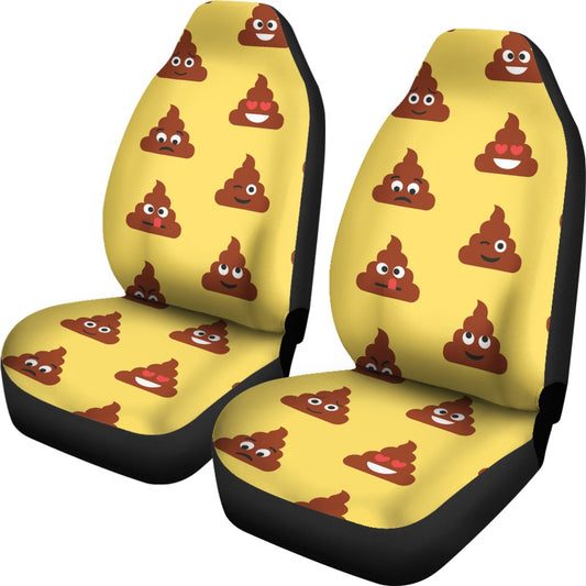 Emoji Poop Print Pattern Universal Fit Car Seat Covers