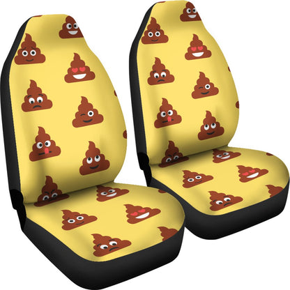 Emoji Poop Print Pattern Universal Fit Car Seat Covers
