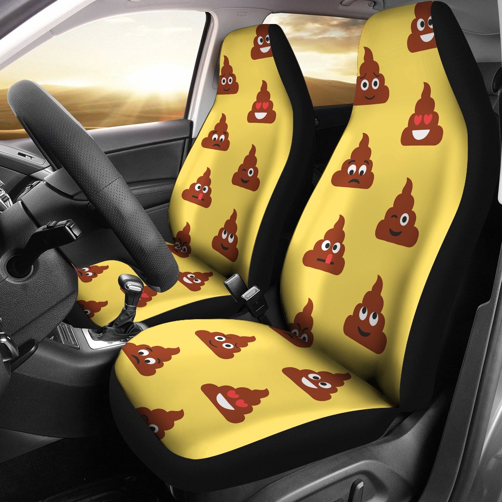 Emoji Poop Print Pattern Universal Fit Car Seat Covers