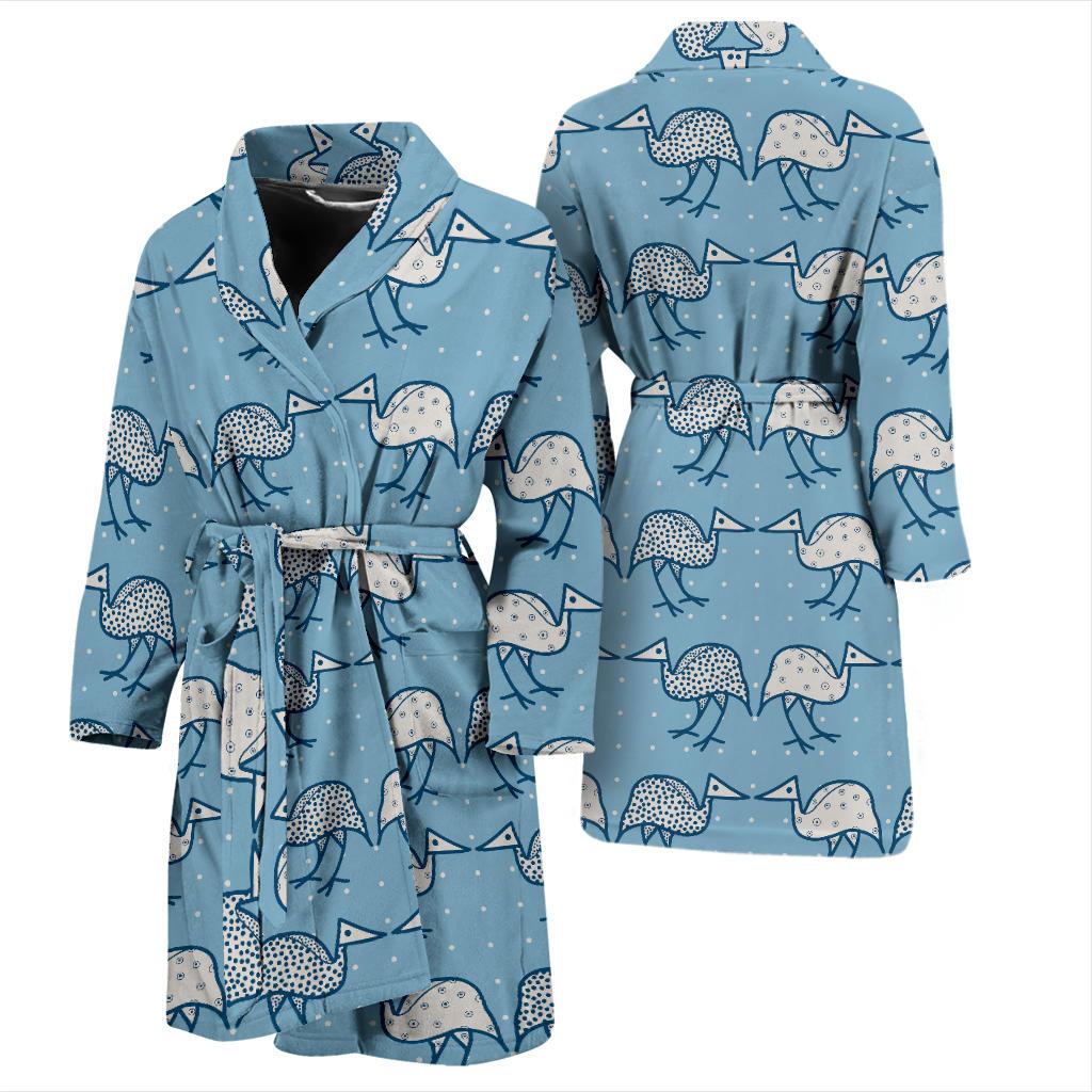 Emu Pattern Print Design 01 Men Bathrobe-JORJUNE.COM