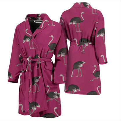 Emu Pattern Print Design 02 Men Bathrobe-JORJUNE.COM