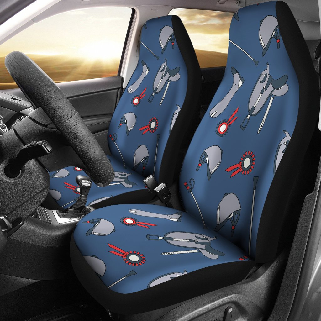 Equestrian Equipment Background Universal Fit Car Seat Covers