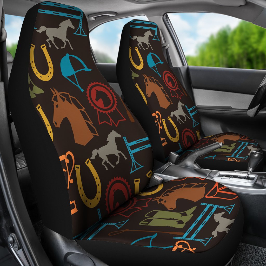 Equestrian Equipment Horse Colorful Universal Fit Car Seat Covers