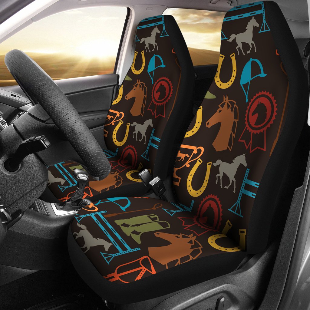 Equestrian Equipment Horse Colorful Universal Fit Car Seat Covers