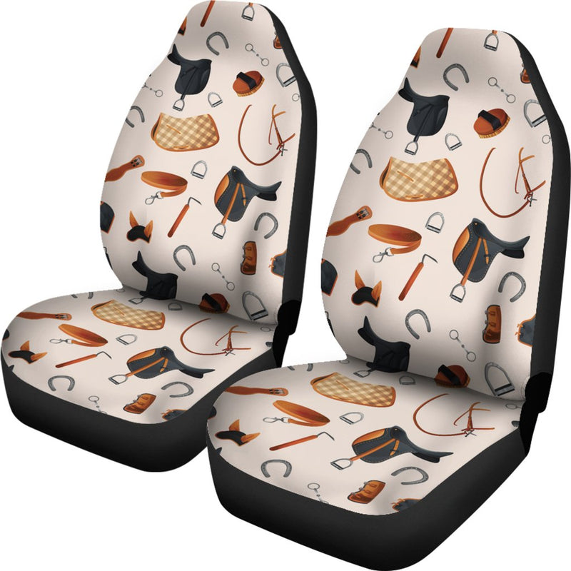 Equestrian Equipment Print Pattern Universal Fit Car Seat Covers