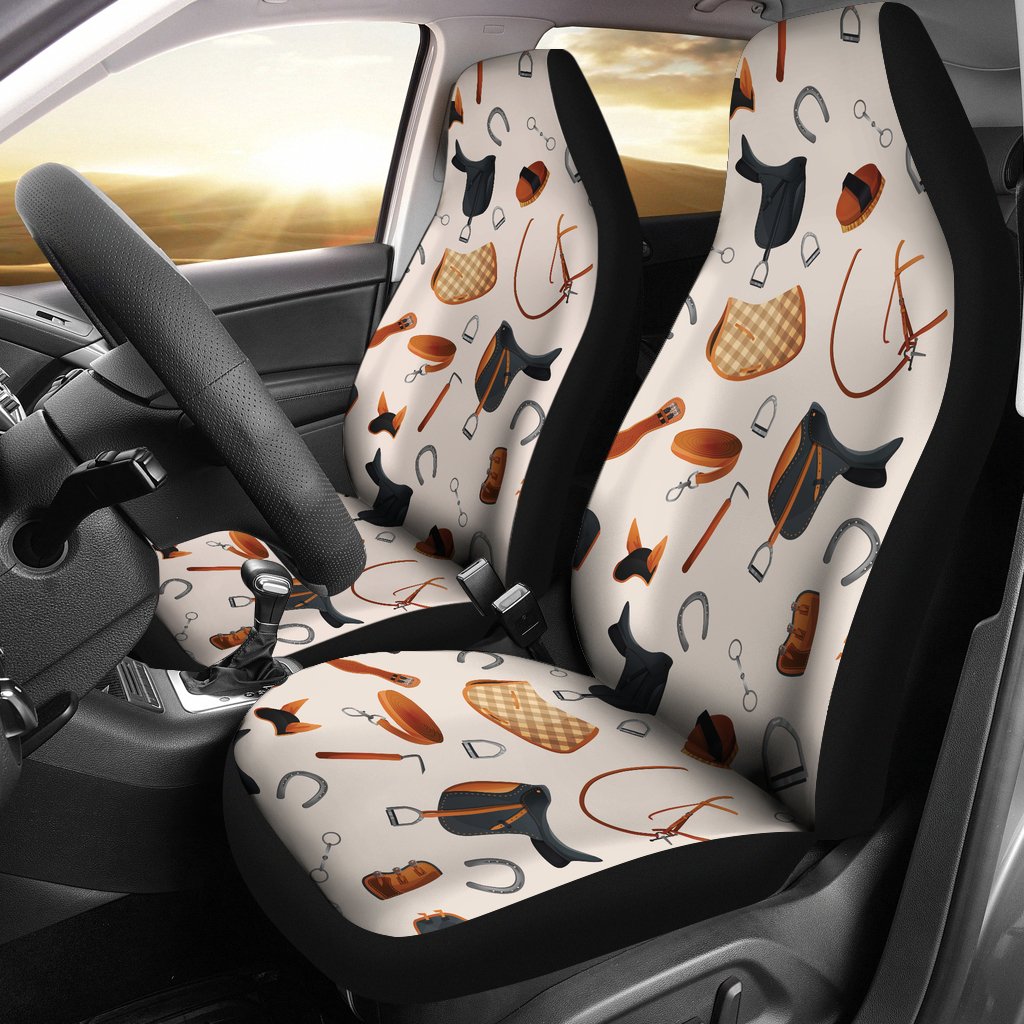 Equestrian Equipment Print Pattern Universal Fit Car Seat Covers