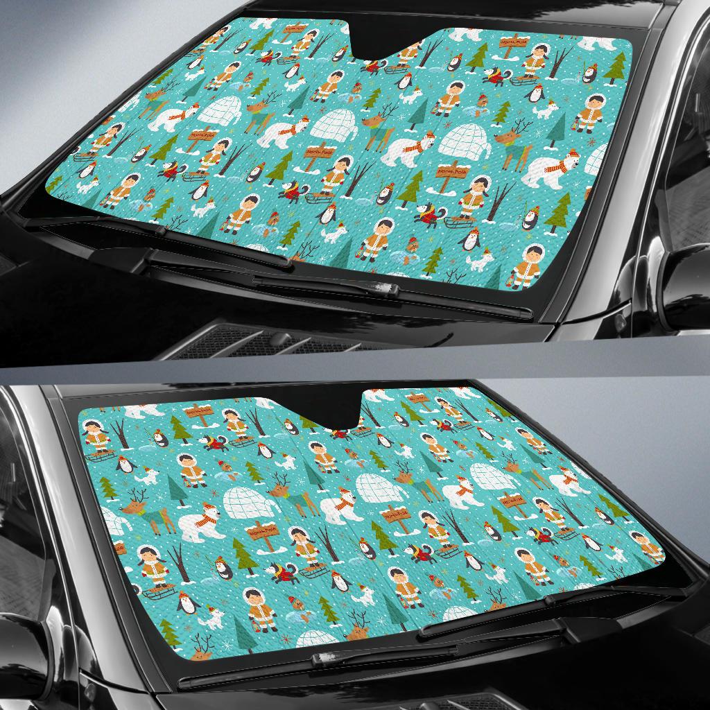 Eskimo Pattern Print Design 01 Car Sun Shade-JORJUNE.COM