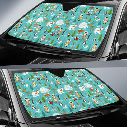 Eskimo Pattern Print Design 01 Car Sun Shade-JORJUNE.COM