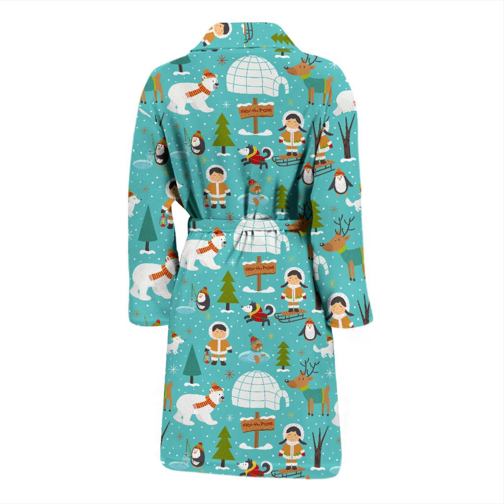 Eskimo Pattern Print Design 01 Men Bathrobe-JORJUNE.COM