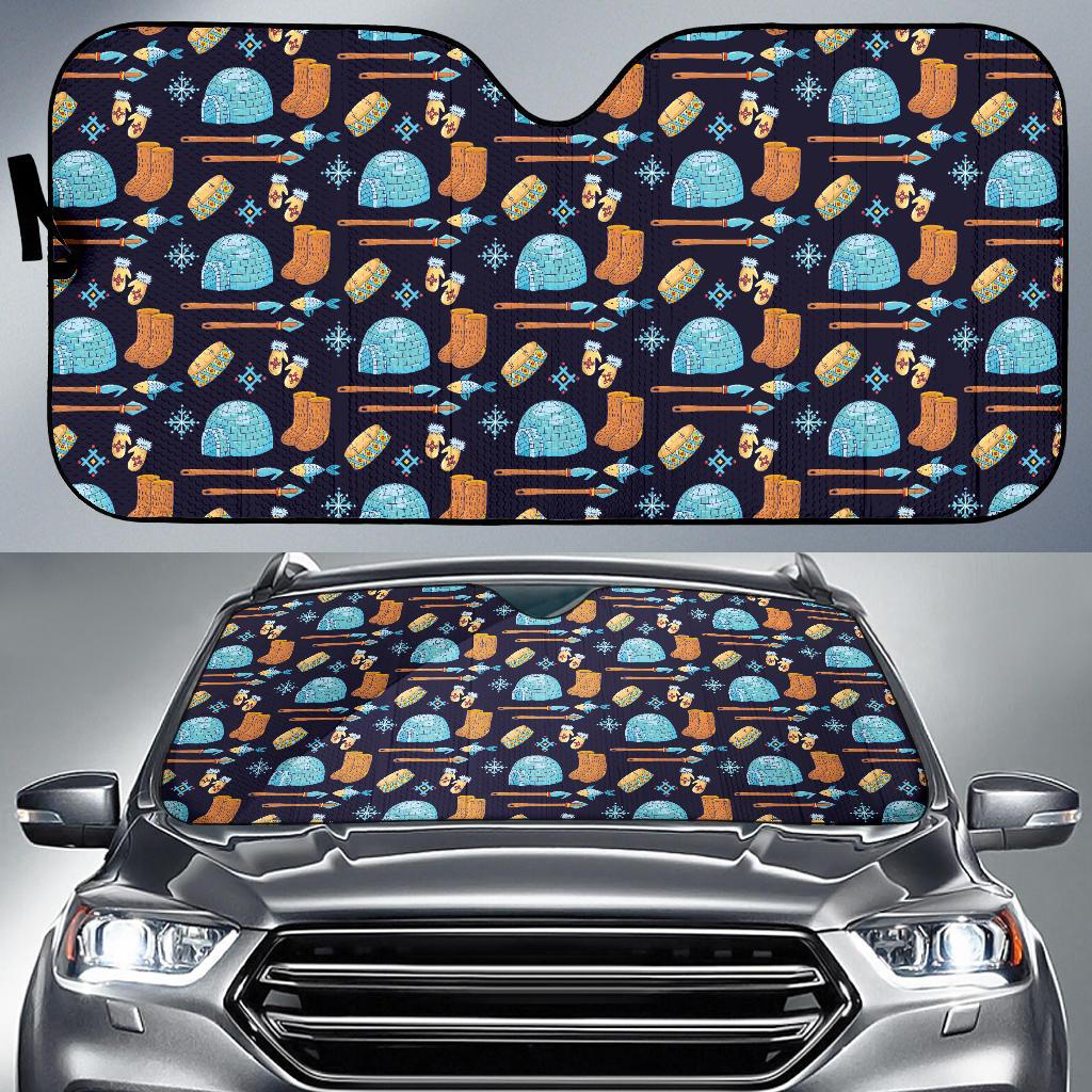 Eskimo Pattern Print Design 02 Car Sun Shade-JORJUNE.COM