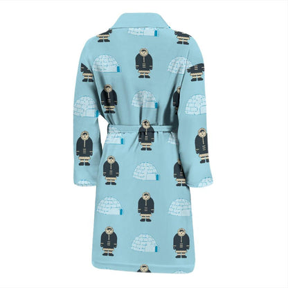 Eskimo Pattern Print Design 03 Men Bathrobe-JORJUNE.COM