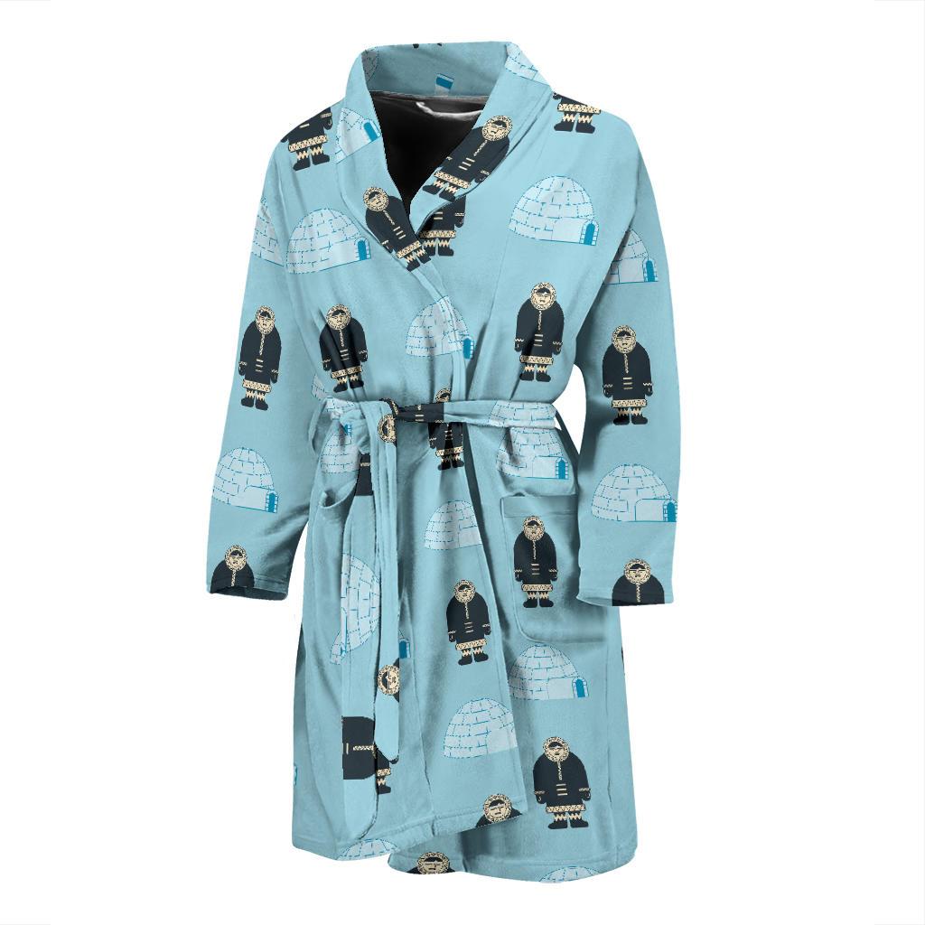 Eskimo Pattern Print Design 03 Men Bathrobe-JORJUNE.COM