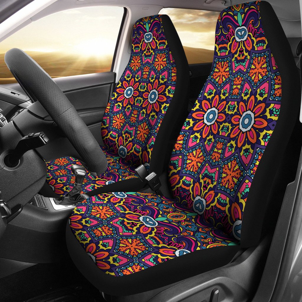 Ethnic Flower Style Print Pattern Universal Fit Car Seat Covers