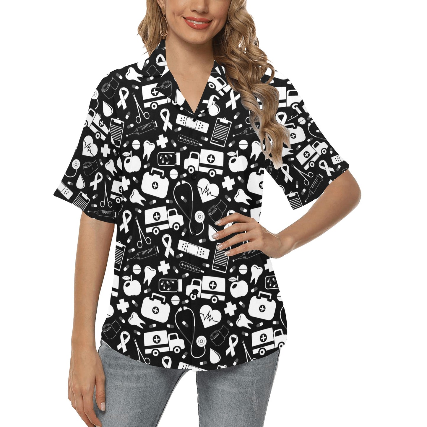 Medical Pattern Print Design 01 Women's Hawaiian Shirt