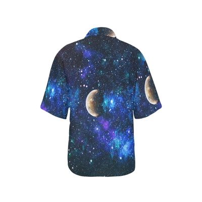 Galaxy Stardust Planet Space Print Women's Hawaiian Shirt