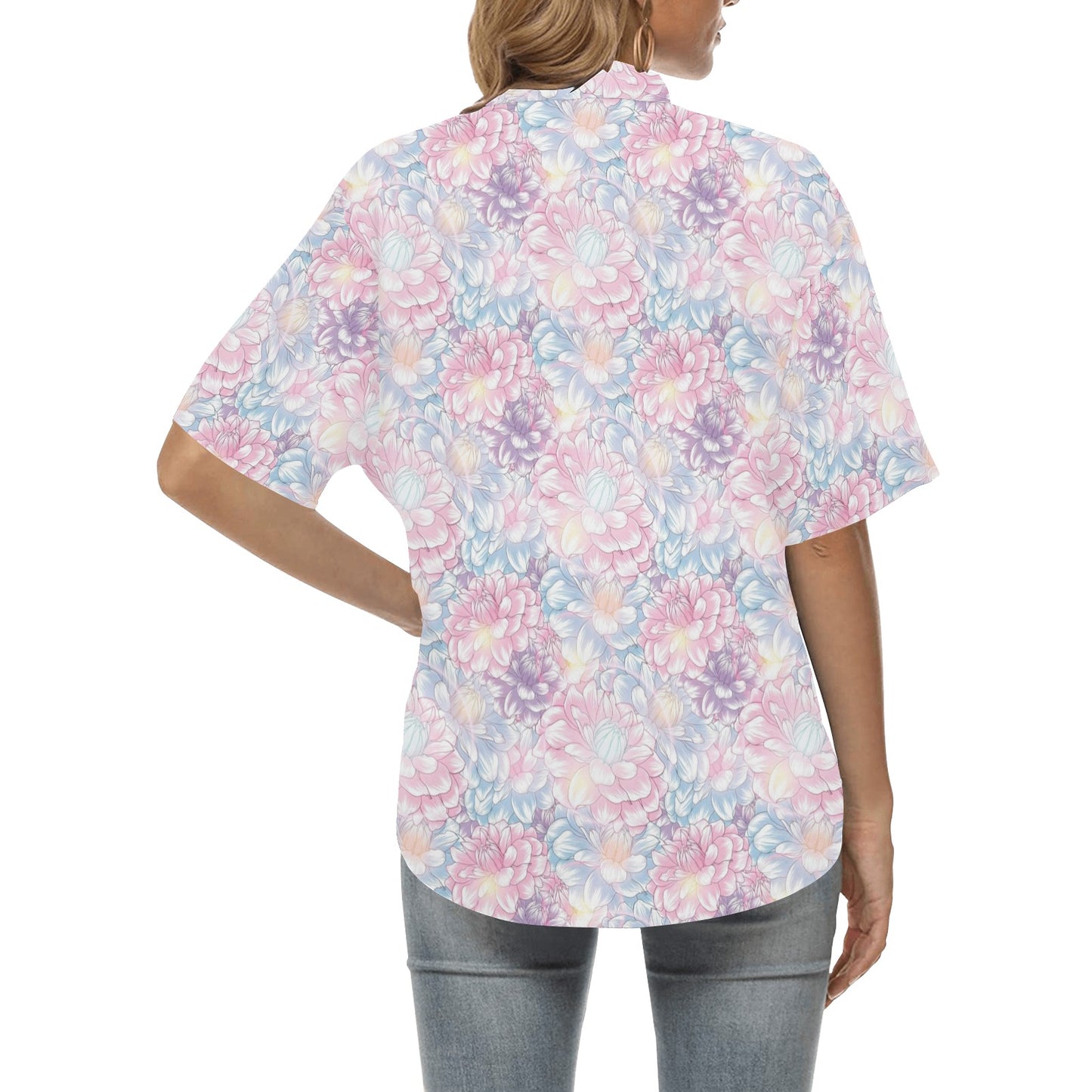 Dahlia Pattern Print Design 01 Women's Hawaiian Shirt
