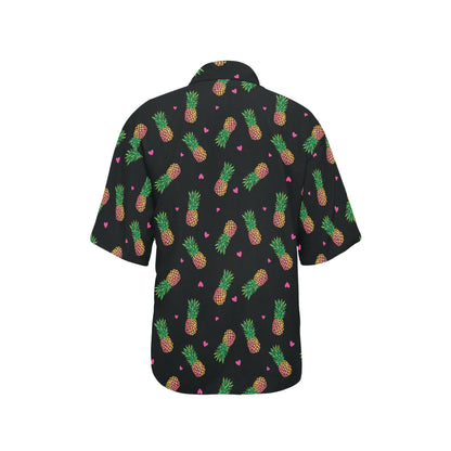 Neon Pineapple Pattern Print Design A04 Women's Hawaiian Shirt