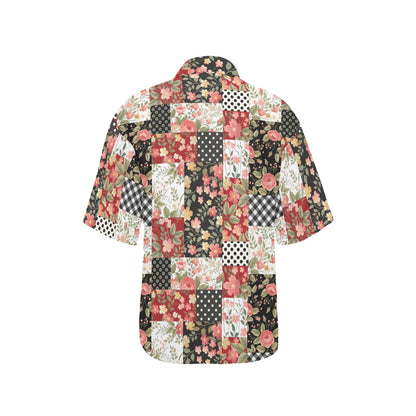 Patchwork Flower Pattern Print Design 03 Women's Hawaiian Shirt