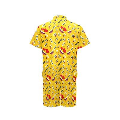 Emoji Face Print Pattern Men's Romper