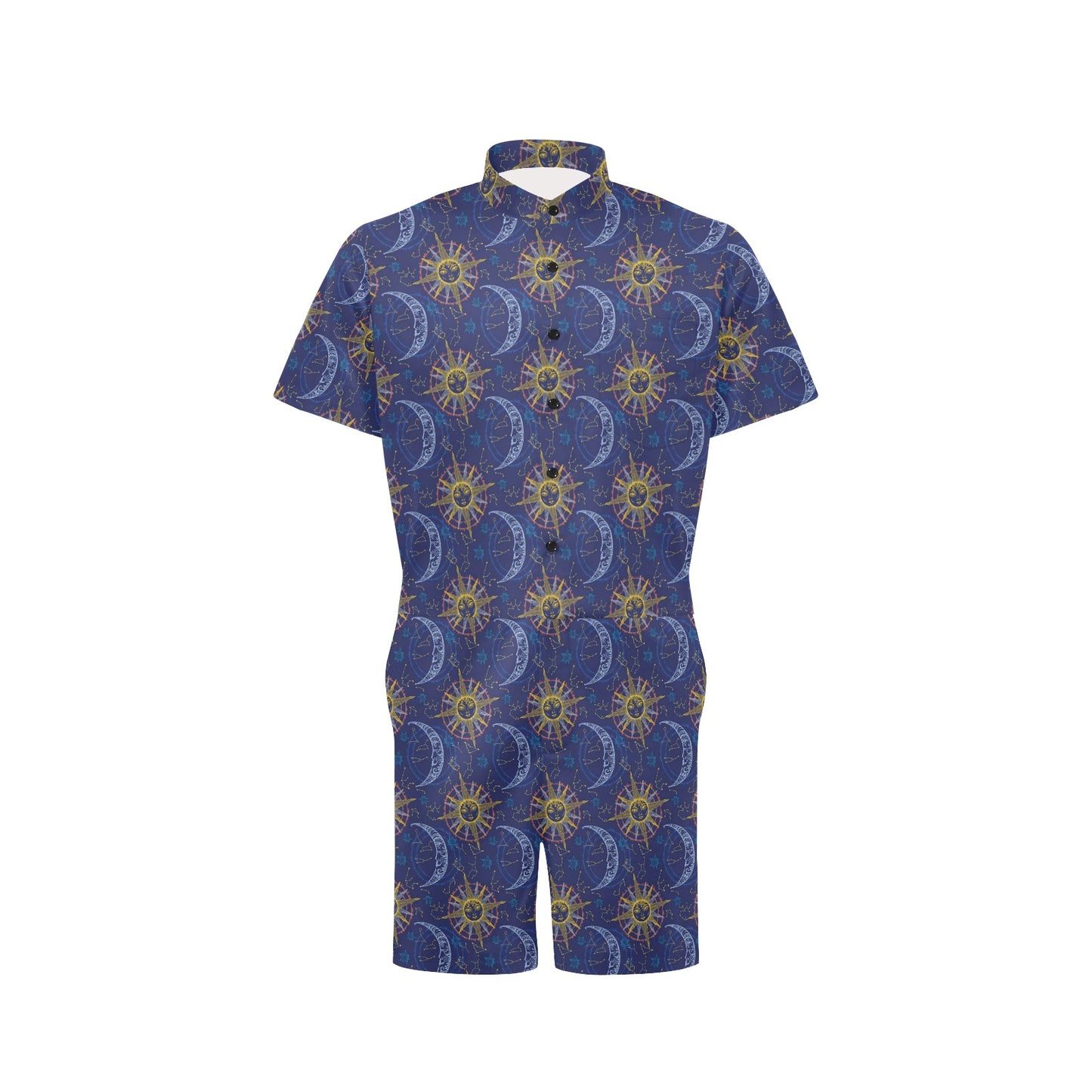 Celestial Moon Sun Pattern Print Design 01 Men's Romper