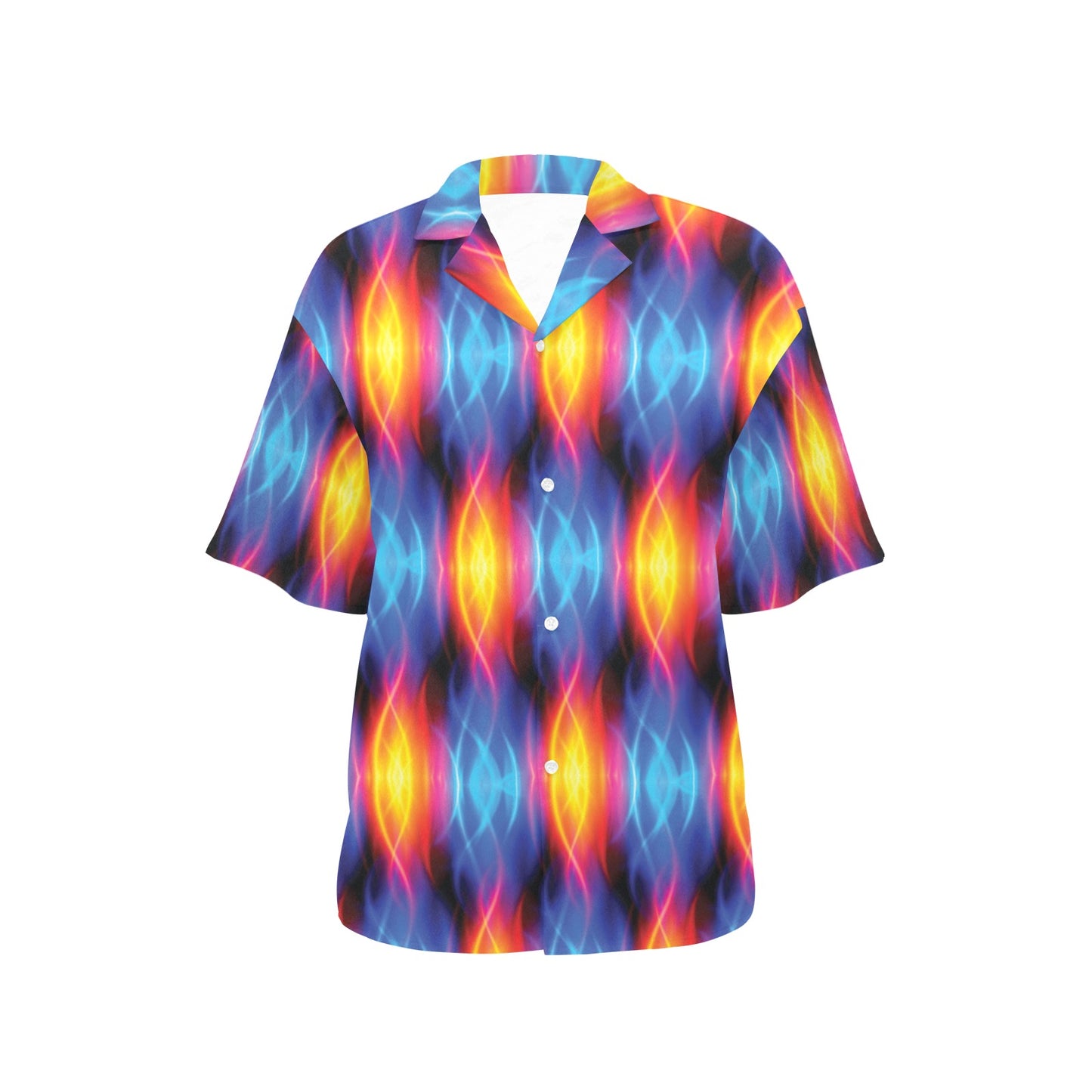 Flame Fire Blue Design Print Women's Hawaiian Shirt