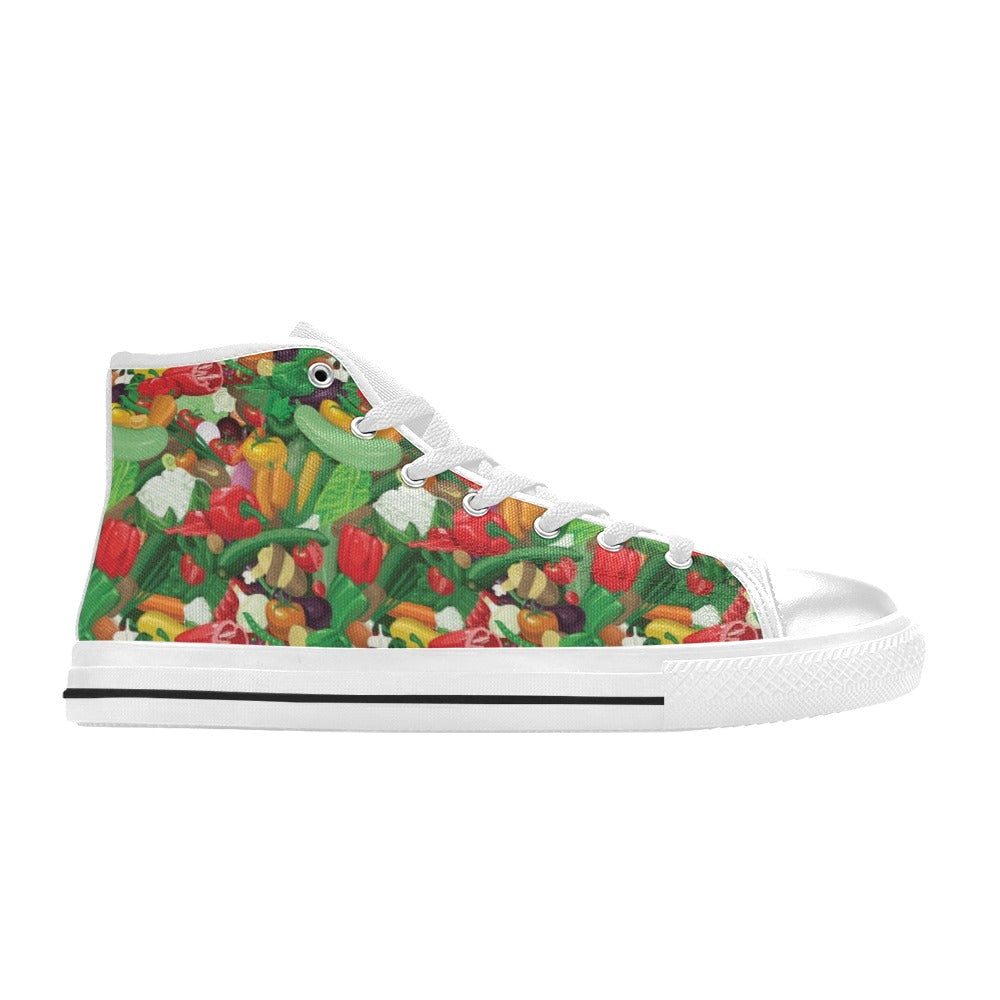 Salad Mix Vegetableprint Design LKS301 High Top Women's White Shoes