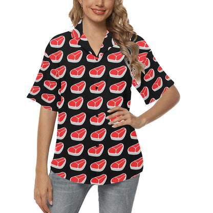 Steak Print Design LKS303 Women's Hawaiian Shirt