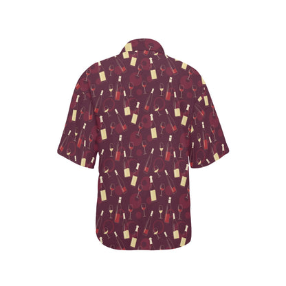 Wine Themed Print Design LKS302 Women's Hawaiian Shirt