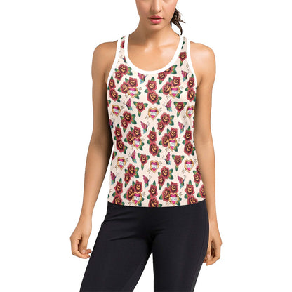 Tattoo Rose Print Design LKS302 Women's Racerback Tank Top
