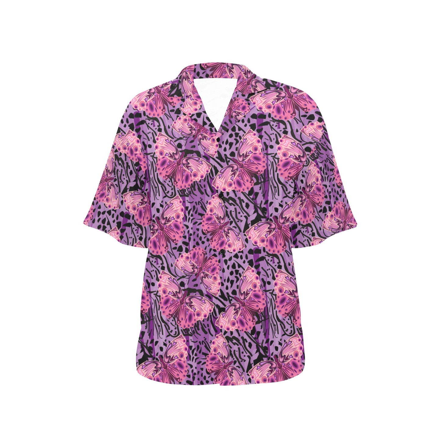 Purple Butterfly Leopard Women's Hawaiian Shirt
