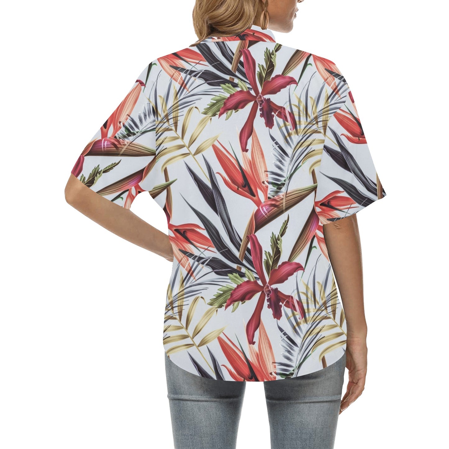 Tropical Flower Pattern Print Design TF021 Women's Hawaiian Shirt