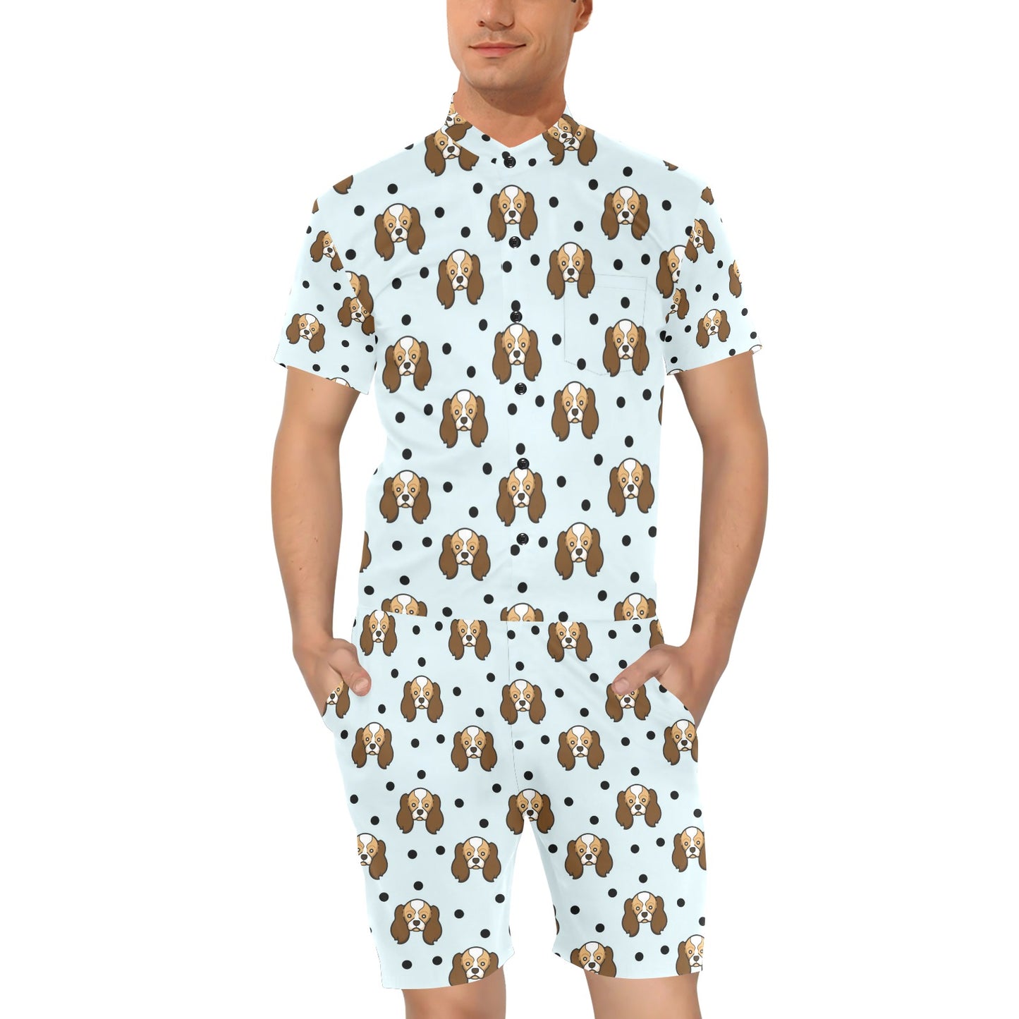 Cavalier King Charles Spaniels Pattern Print Design 02 Men's Romper