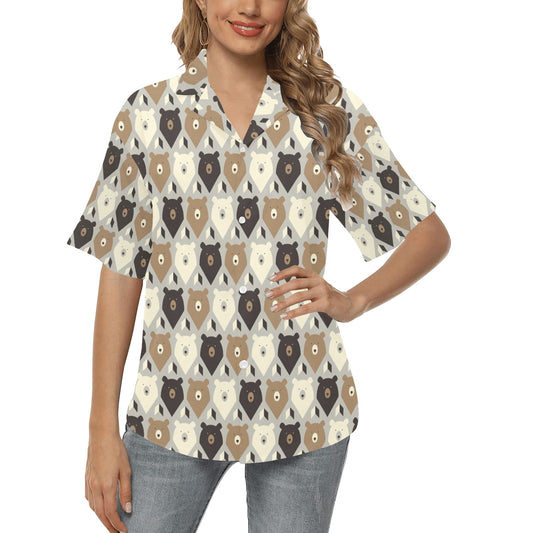 Bear Pattern Print Design 04 Women's Hawaiian Shirt