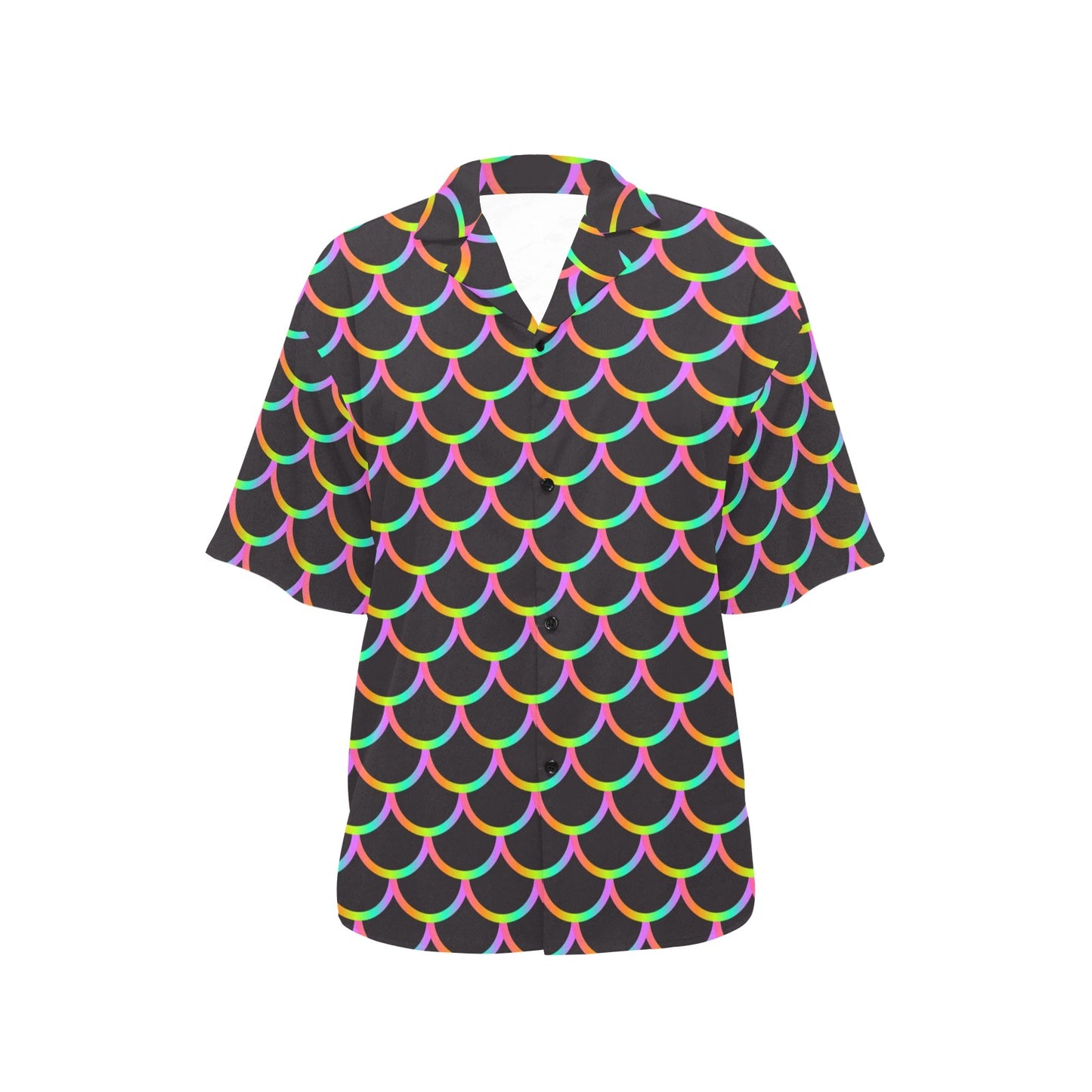 Mermaid Tail Rainbow Design Print Women's Hawaiian Shirt