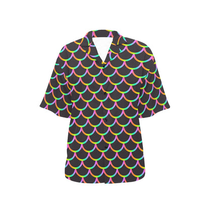 Mermaid Tail Rainbow Design Print Women's Hawaiian Shirt