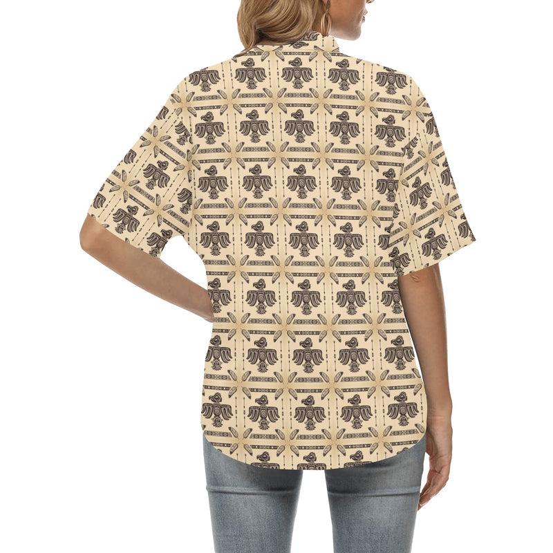 Native American Themed Design Print Women's Hawaiian Shirt