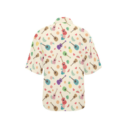 Ukulele Pattern Print Design 01 Women's Hawaiian Shirt