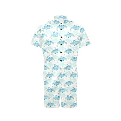 Sea Turtle Pattern Print Design T01 Men's Romper