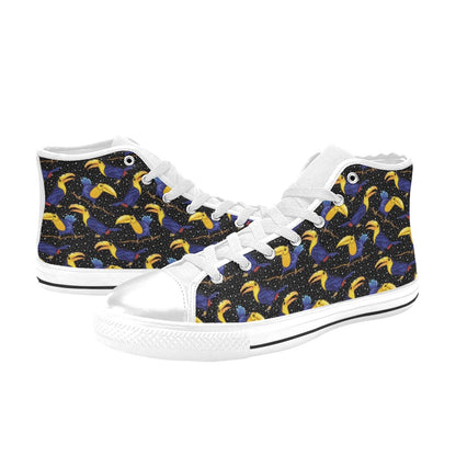 Toucan Print Design LKS307 High Top Women's White Shoes