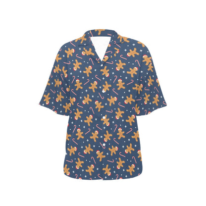 Gingerbread Pattern Print Design 01 Women's Hawaiian Shirt