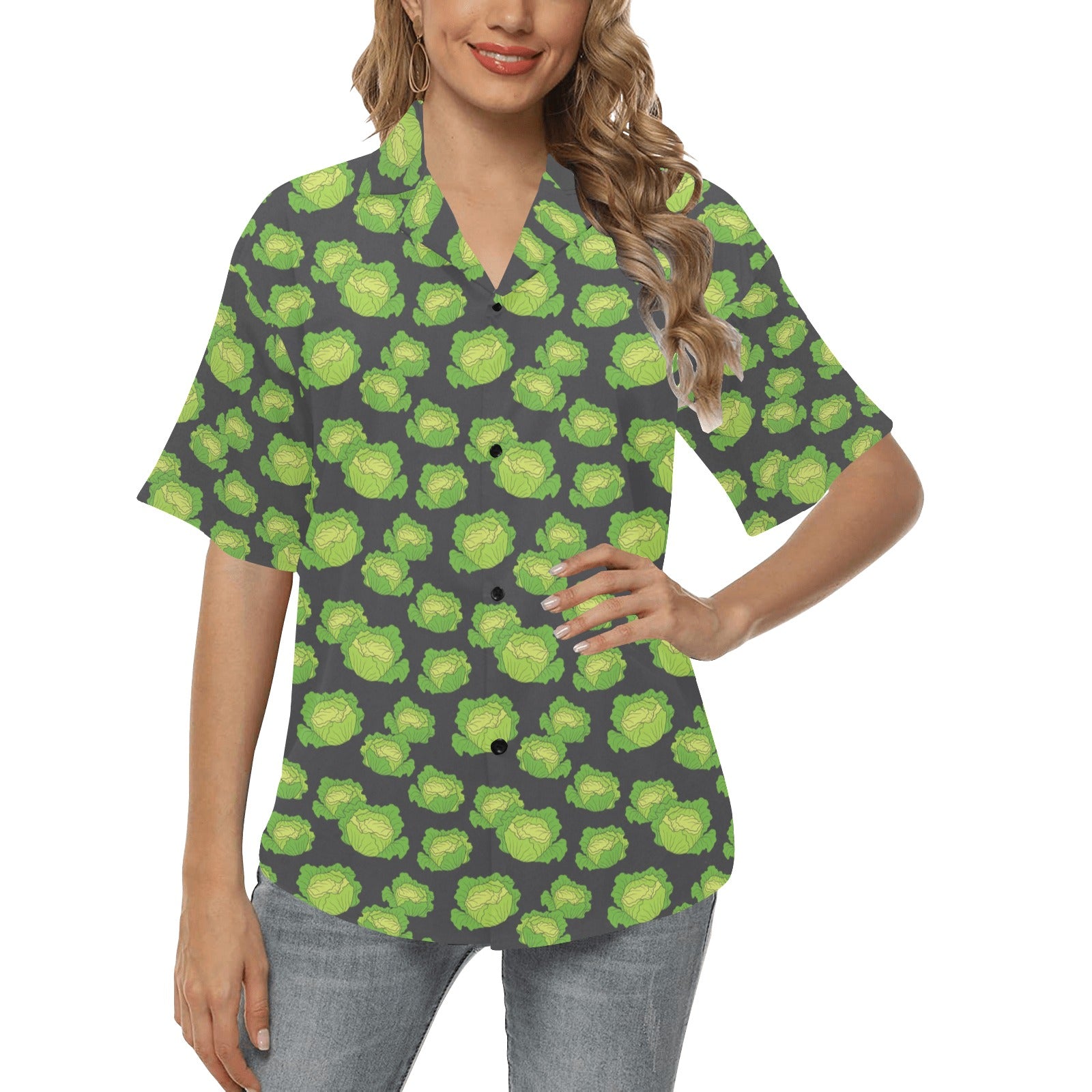 Cabbage Pattern Print Design 01 Women's Hawaiian Shirt