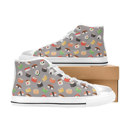 Sushi Print Design LKS307 High Top Women's White Shoes