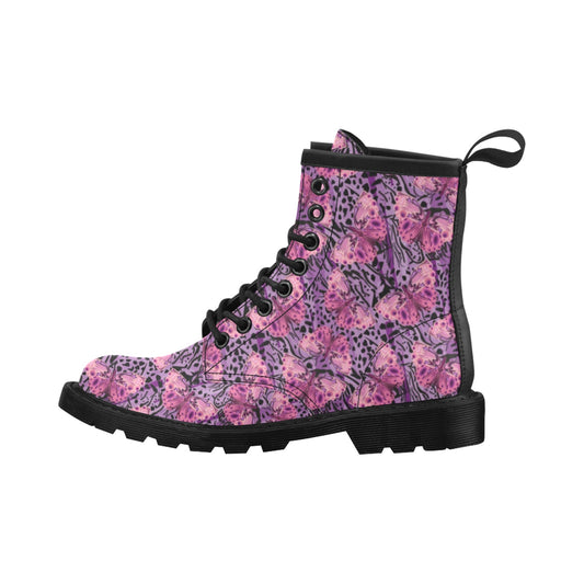 Purple Butterfly Leopard Women's Boots