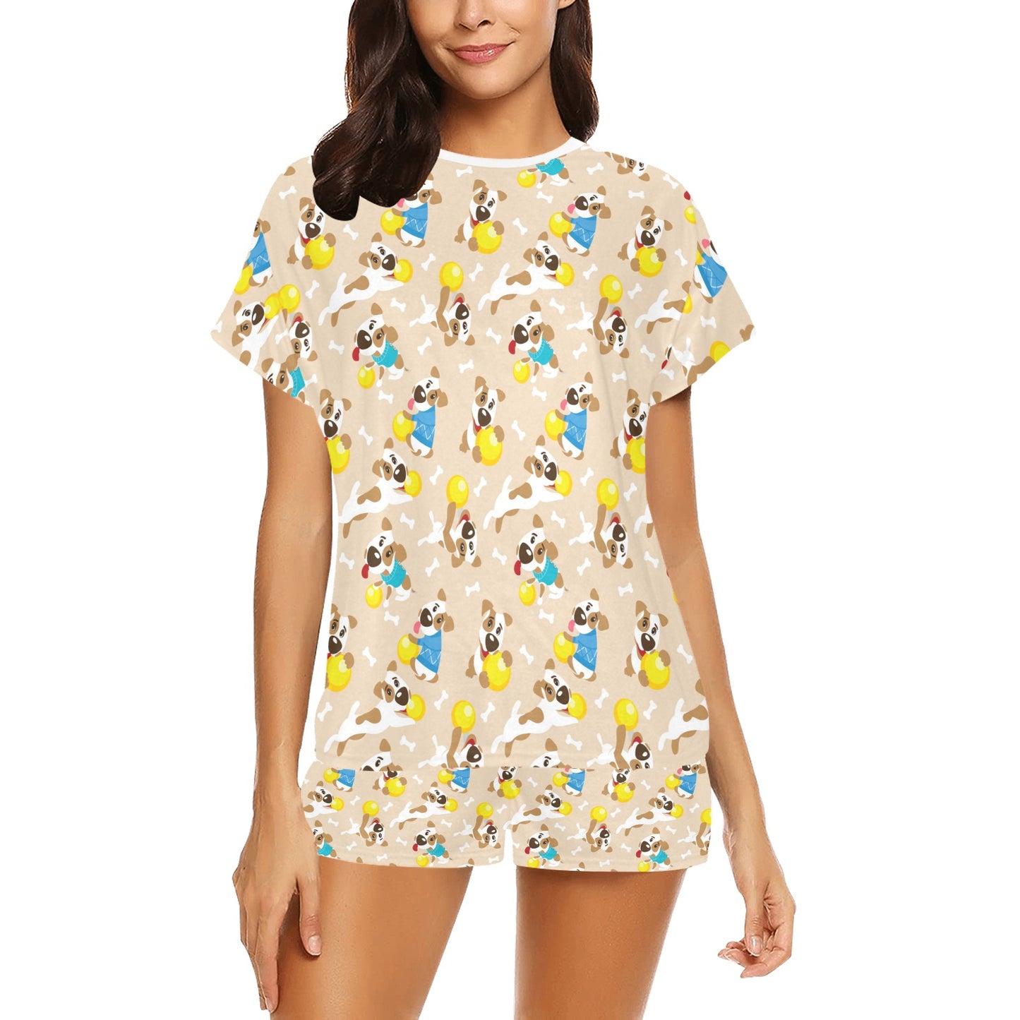 Russell Terriers Cute Print Design LKS304 Women's Short Pajama Set
