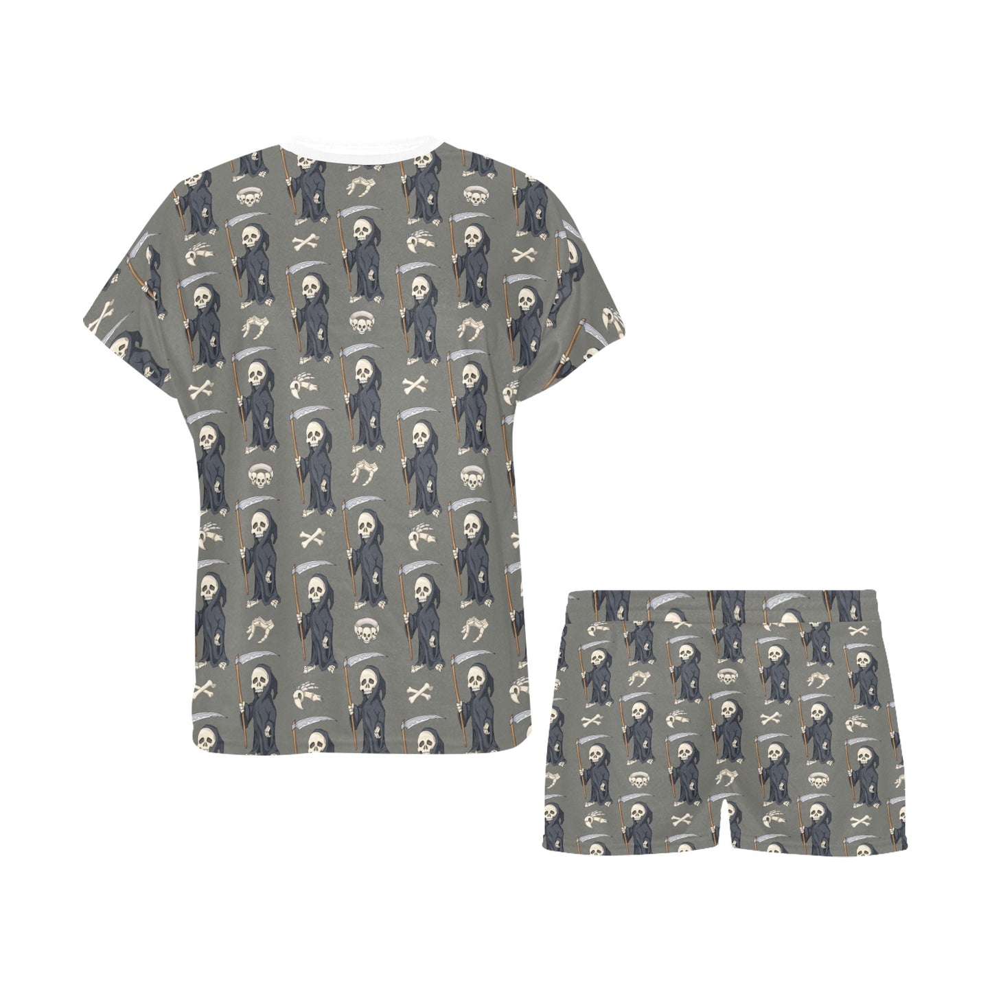 Skeleton Print Design LKS308 Women's Short Pajama Set