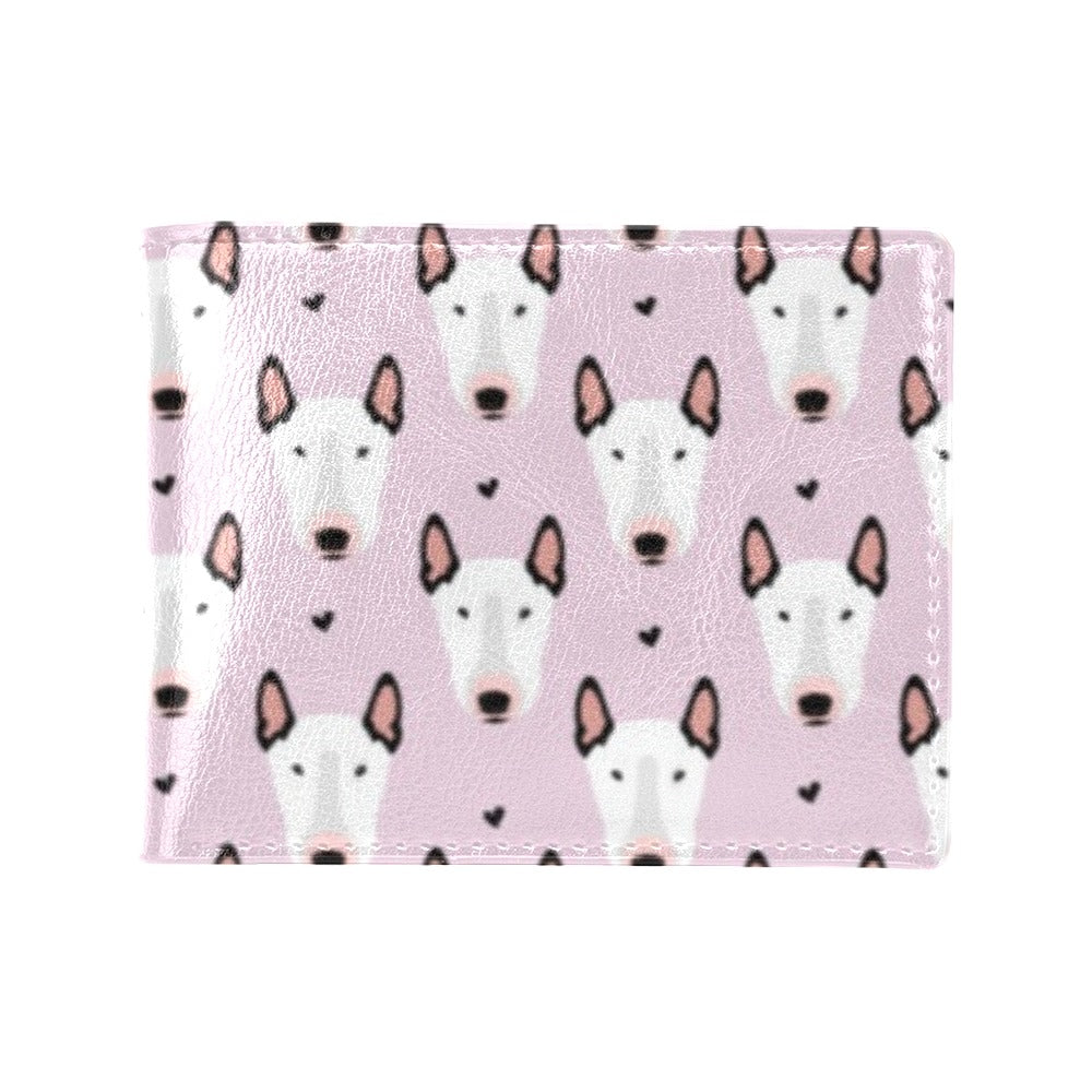 Bull Terrier Pink Print Pattern Men's ID Card Wallet