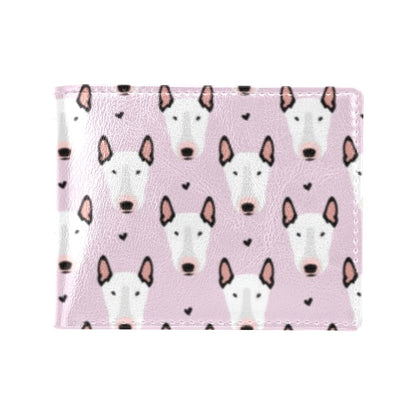 Bull Terrier Pink Print Pattern Men's ID Card Wallet