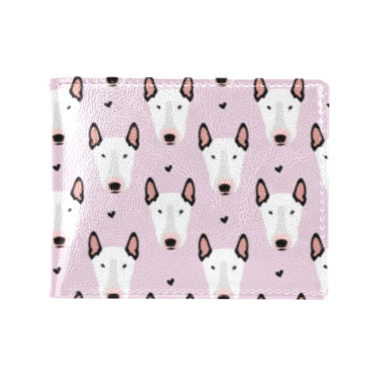 Bull Terrier Pink Print Pattern Men's ID Card Wallet
