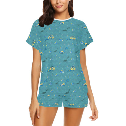 Scuba Driving Pattern Print Design LKS306 Women's Short Pajama Set